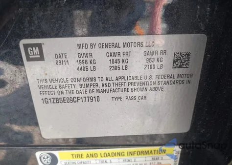 2012 Chevrolet Malibu Ls из США, поврежденный, VIN 1G1ZB5E09CF177910